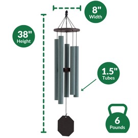 38" Solar Singer Wind Chime - Amish Handcrafted Country Chime