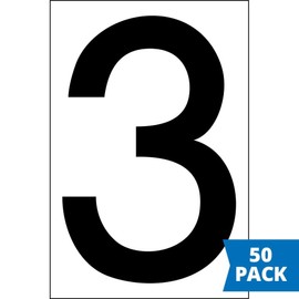 4" Vinyl Number Stickers of Number 3, 50-pk. - Permanent Self Adhesive Clear-Back Vinyl with Black Number Decals, DOT Regulations Compliant, J. J. Keller & Associates, Inc.