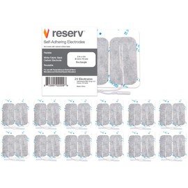 reserv 2" x 4" Rectangle Premium Re-Usable Self Adhesive Electrode Pads for TENS/EMS Unit, Fabric Backed Pads with Premium Gel (Latex Free)(24 Electrodes)