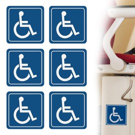 Zalizr 6-Pack Handicap Sign Stickers, ADA Compliant Disabled Wheelchair Symbol, Vinyl Disability Sticker for Window or Glass Door, Easy to Apply & Peel, Indoor/Outdoor Use, 7.6 x 7.6 cm, Blue