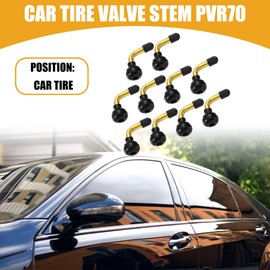 Partuto 10 Pcs 90 Degree Universal Car Tire Valve Stem PVR70 - Metal Black