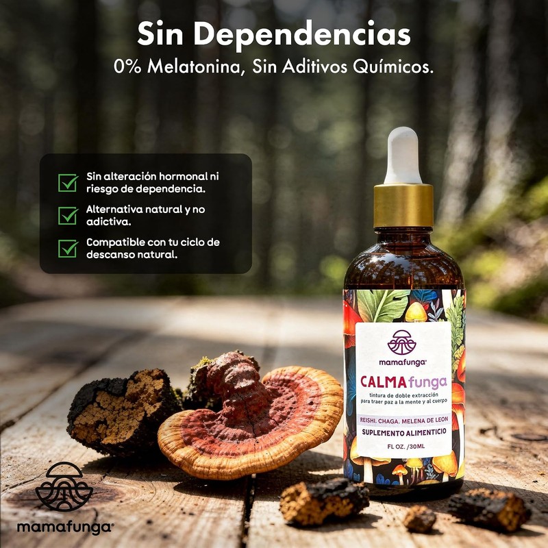 CalmaFunga - Tintura Adaptógena de Doble Extracción Blend de Reishi,