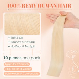 Benehair #70 Bleach White Real Remy Tape in Straight Human Hair Extensions Invisible Seamless Tape in Hair Extensions 18 Inches (15 g)