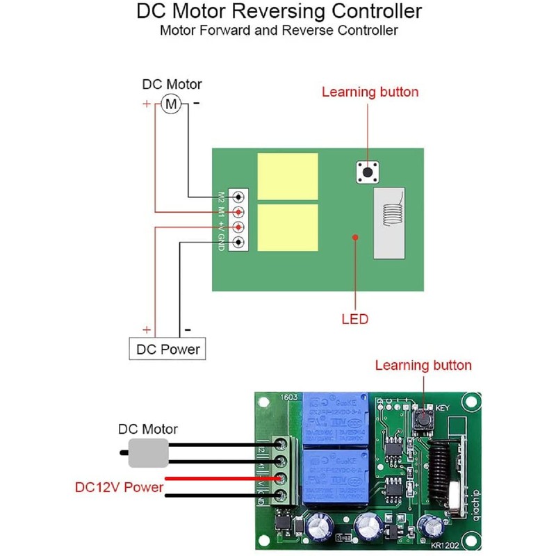 QIACHIP 12V DC Motor Forward and Reverse Relay Switch 3A,
