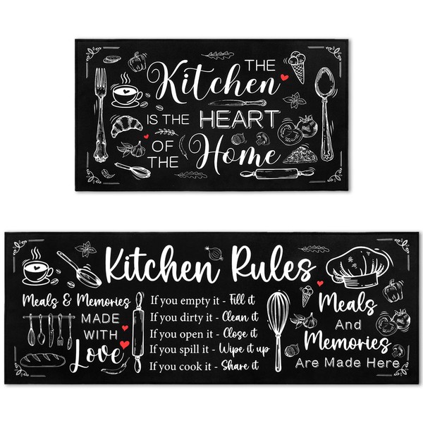 Bencailor 2 Pcs Farmhouse Kitchen Rugs and Mats Set Non