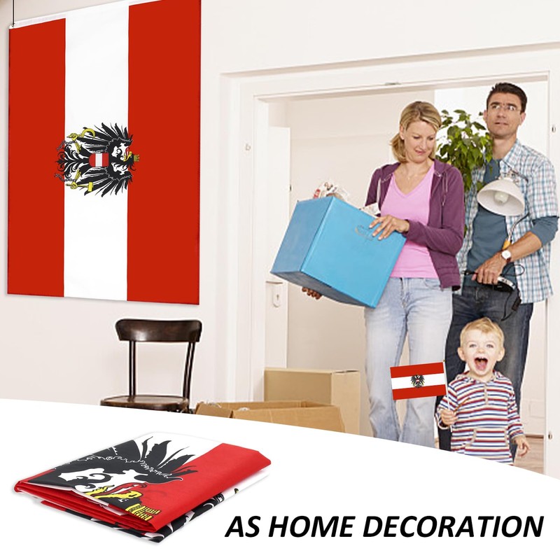 1 Austrian Flag with 3 Small Hand Waving Austrian Flags,