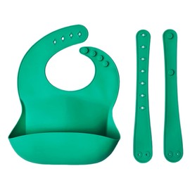 Generic 100% Food Grade Silicone Baby Bib with Adjustable Waist & Neck Straps, BPA Free, PVC Free, Durable, Large Pocket Food Catcher (Dark Seafoam Green)