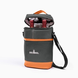 DECOMIL - 2 Bottle Wine Bag, Wine Tote Carrier, Wine Cooler Bag for Picnic, Travel, Wine Gifts | Wine Tote Bag (BLACK)