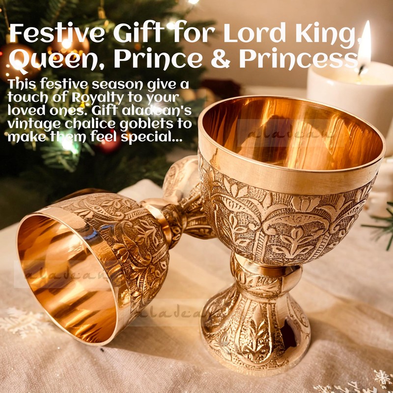 Medieval Goblet Lord's Vintage Chalice | 1x Solid Brass Royal