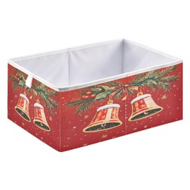 senya Large Storage Bins Christmas Bells Collapsible Foldable Storage Cubes Fabric Basket Closet Organizer Containers Box for Home Bedroom Office 11 x 11 x 11in