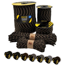 EdcX 550 Nylon Paracord, 4 mm (15, 30, 50 and 100 m) - Type III, 100% Nylon Rope, 7 Strand Rope, 4 mm Nylon Rope in Many Colours (Military Colours)