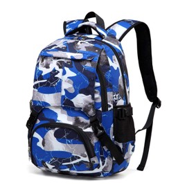 BLUEFAIRY Kids Backpack for Girls Boys Elementary Middle School Bookbag for Teens Ages 8-10 Back to School Bags Large Compartment Mochila Escolar para Niños Camo Blue
