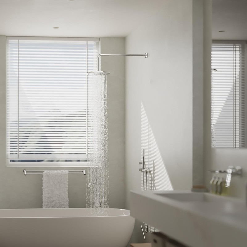 Naiture L Shaped, Corner Shower Head Extension Arm with Flange,