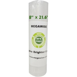 MEGAWISE Vacuum Sealer Bags/Roll, 8" x 21.6' Long, BPA-Free, Compatible with MEGAWISE & All Vacuum Sealing Machines, Heavy-Duty Dual-Sided Textured for Stronger Seal
