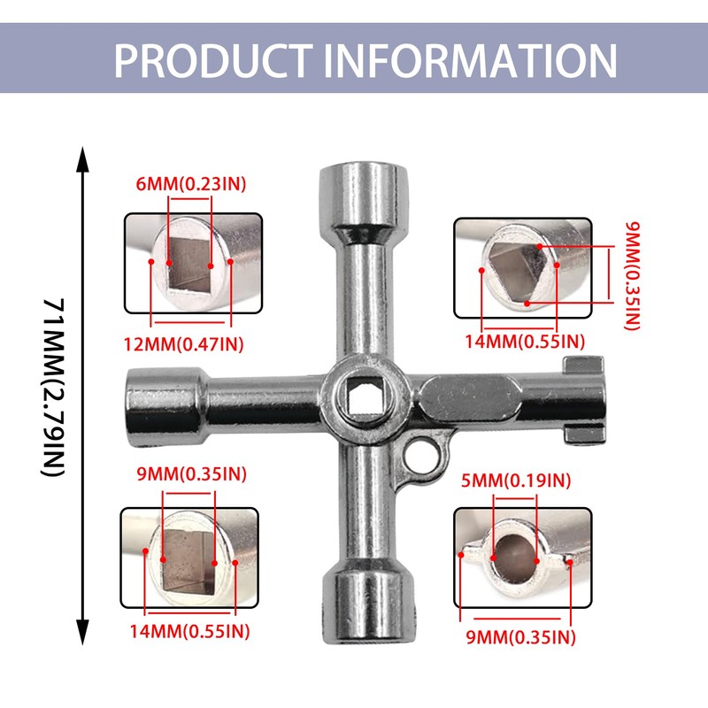Oykrueats Universal Key, Square Key, Multifunctional, Cross Control Cabinet Key,