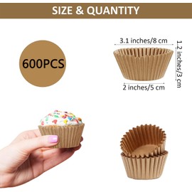 Standard Cupcake Liners, 600PCS Paper Baking Cups, Muffin Liners Wrappers for Weddings, Birthday, Party, Christmas