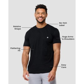 INTO THE AM Men's Fitted Crew Neck Logo Basic Tees 3-Pack - Modern Fit Fresh Classic Short Sleeve T-Shirts for Men (Black/Black/Black, Large)
