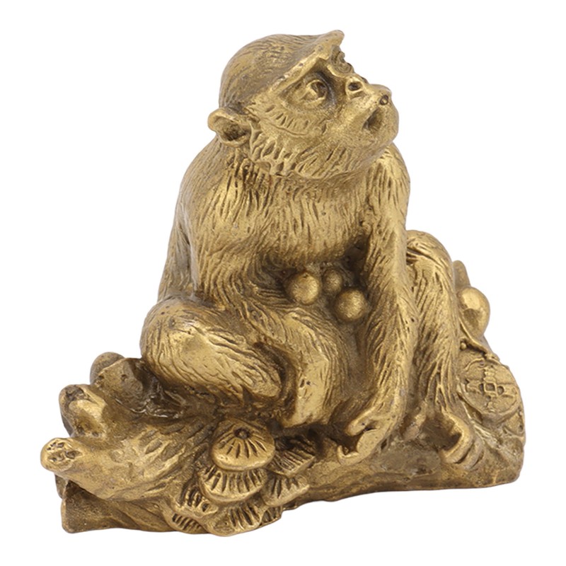 Brass Monkey Statue Chinese Zodiac Handmade Home Decor Collectibles Figurine