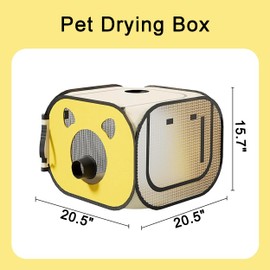 Pet Dog Cat Drying Box,Waterproof Anti-Hair Flying Portable Foldable Pet Drying Room,Pet Hair Dryer Clean Grooming House,Dryer Crate Cage for Dog Cat for Small to Medium (Yellow)