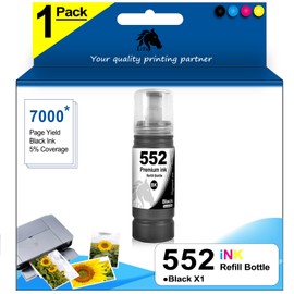 LiTuhorse T552 552 Black Refill Ink Bottles Replacement for Epson 552 Ink Ultra-high Capacity Bottle Black (T552020-S) Works with EcoTank Photo ET-8500 ET-8550 8550, Non-Sublimation