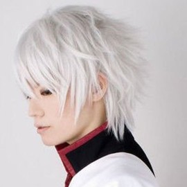 Cool Mens Boys Short Straight Hair Party Male Heat Resistant Cosplay Wig Silver Grey