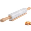 SIPARUI Marble Rolling Pin with Wooden Cradle Thick Handle Set