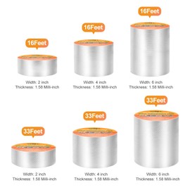 SUNLL Butyl Waterproof Tape 2" W X 16'L, Upgraded Leak Proof Butyl Seal Strip, Multi-Use Repair for Boat and Pipe Sealing, HVAC Ducts, Roof Crack, RV, Awning, Window Sealing, Silver
