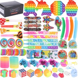 70 Pcs Toys Kids Pack - Treasure Chest Goodie Bag Rewards, Classroom Prizes, Party Favours, Stress Relief Pinata Fillers, Bulk Fidgets Box Gifts with Pop Its for ADHD & Autism,Gifts for Boys and Girls
