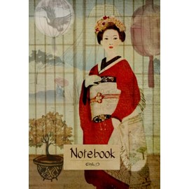 Notebook: Vintage style Japanese women in kimono art notebook. Oriental women at minka home journal.