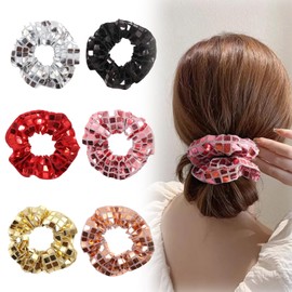 Bogoro Pack of 6 Glitter Hair Bobbles Hair Scrunchies Hair Scrunchies Women's Scrunchies Scrunchies New Year's Eve Christmas Glitter Hair Bobbles Hair Scrunchies New Year's Eve for Birthday Carnival