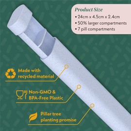 Pillar Plus - XL 7 Day Pill Box Organiser | BPA-Free Wheat Straw Pill Organiser | Beautiful Tablet Organiser for Travel and Home (Sage Green)