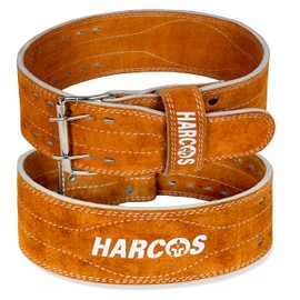 Harcos Genuine Leather Unbreakble, non tearable Gym Belt for Men & Women Workout Deadlift Belt for Gym Suede Powerlifting Weight Lifting for Heavy Workout gym belt | Professional Heavy Weight Lifting Original Leather (Brown, Medium)
