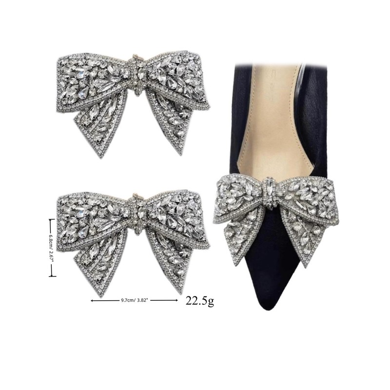 SAFITOYA 2 Pcs Crystal Rhinestone Bow Patches Shoe Charms, Knot