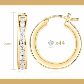 AIGAMIT 14K Gold Hoop Earrings Gold Diamond Hoop Earrings for Women 14K Gold Earrings for Women Radiant Gold Hoop Earrings 20mm