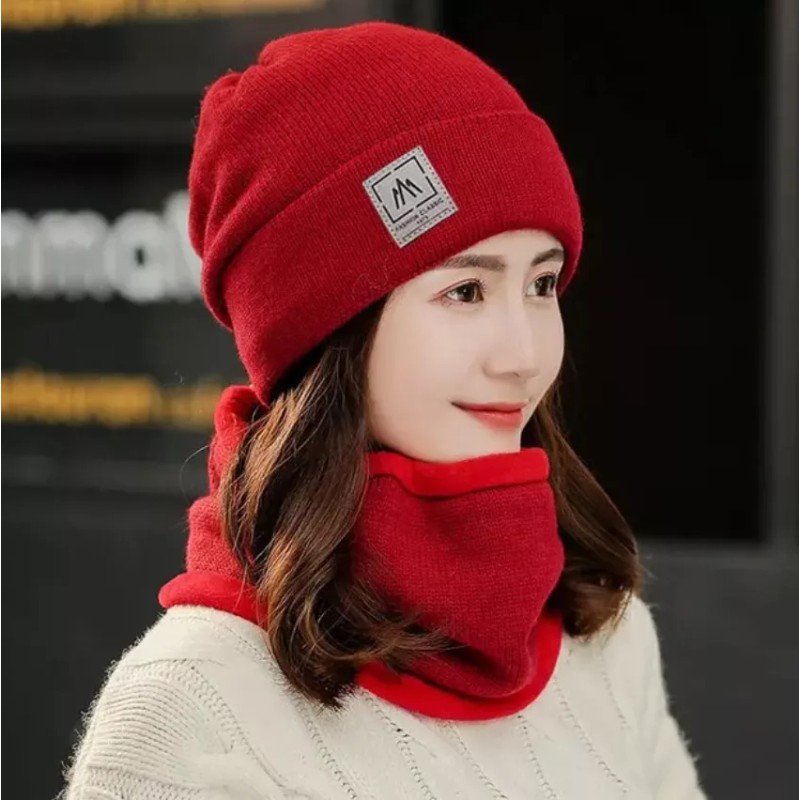 K&H Set Duo Gorro Bufanda Dama Mujer Invierno Cuellera Fashion