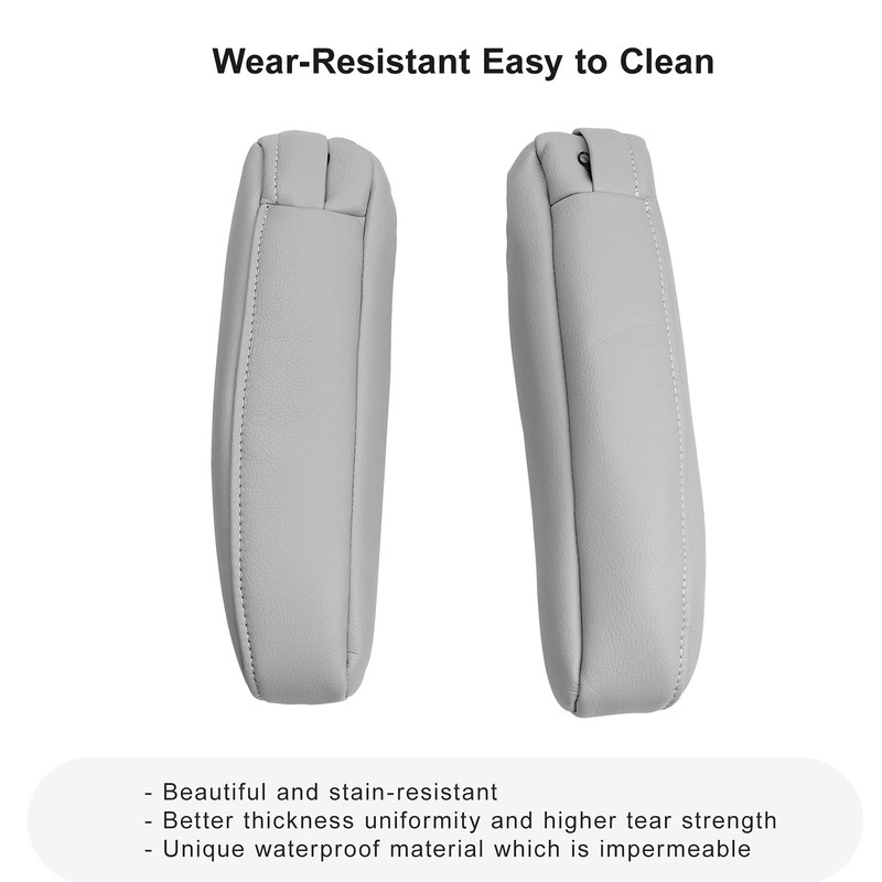 Qnbes 2Pcs Classic Grey Leather Seat Armrest Covers for Lexus