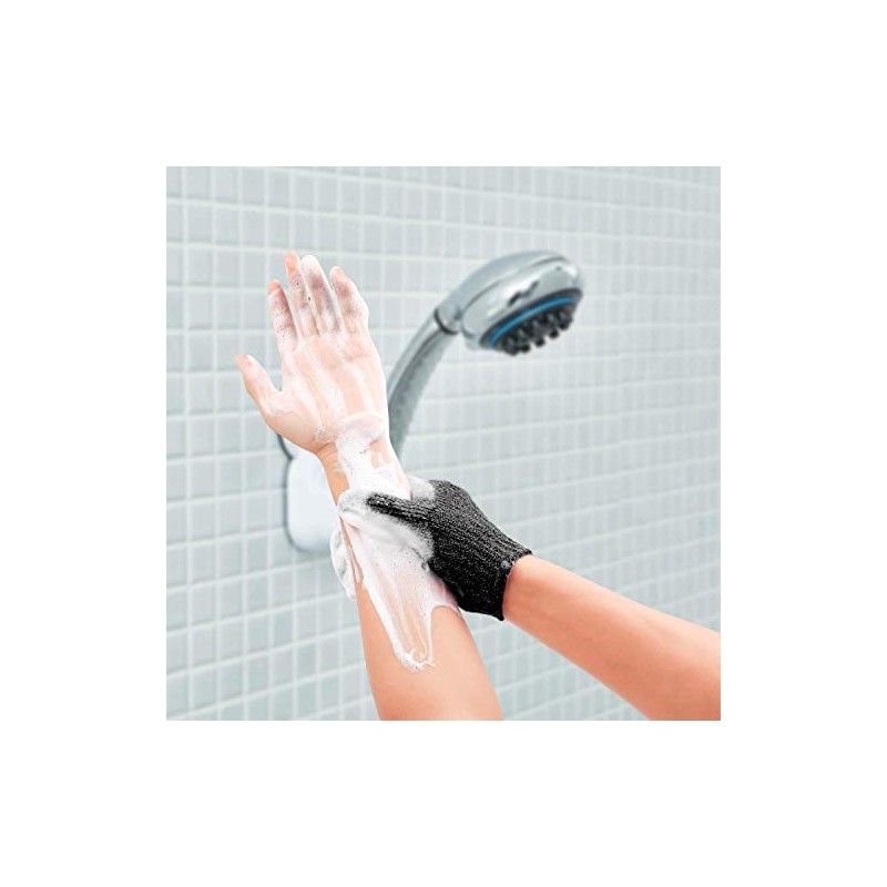 6 pares de guantes exfoliantes – Guantes de lavado negro