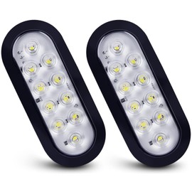 Avenemark 2 pcs 6 Inch Rubber Grommets White Light Sets Truck Trailer Stop Reverse Tail Led Light Bar Surface Mount Light