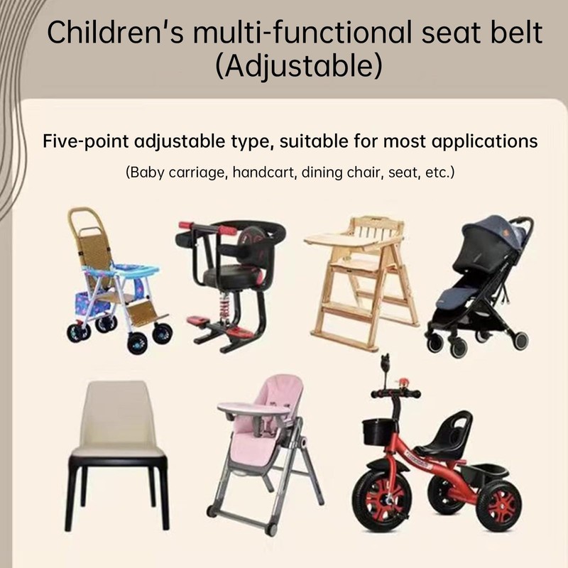 Universal Baby 5-Point Harness Belt, Adjustable Safety Strap for High