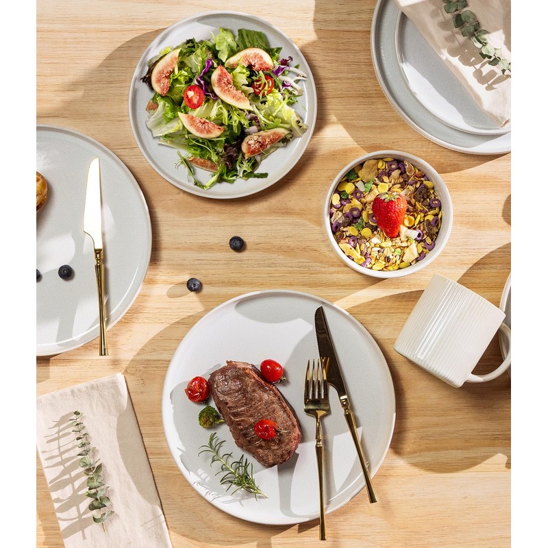 TheTerra Ceramic Dinnerware Sets for 4, 12 Pieces Porcelain Lightweight