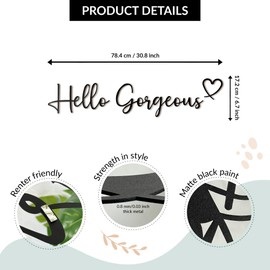 Hello Gorgeous Wall Decor: Chic Boutique-Inspired Sign for Girly Rooms and Bathrooms - No Drilling Necessary, Perfect Bathroom Set Addition