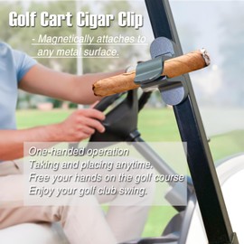 Awordo Magnetic Cigar Holder for Golf Cart, Sturdy Golf Cart Cigar Holder Aluminum Alloy Stand Clip Hold for 30-70 Rings, Gift for Men Golfers, Grey