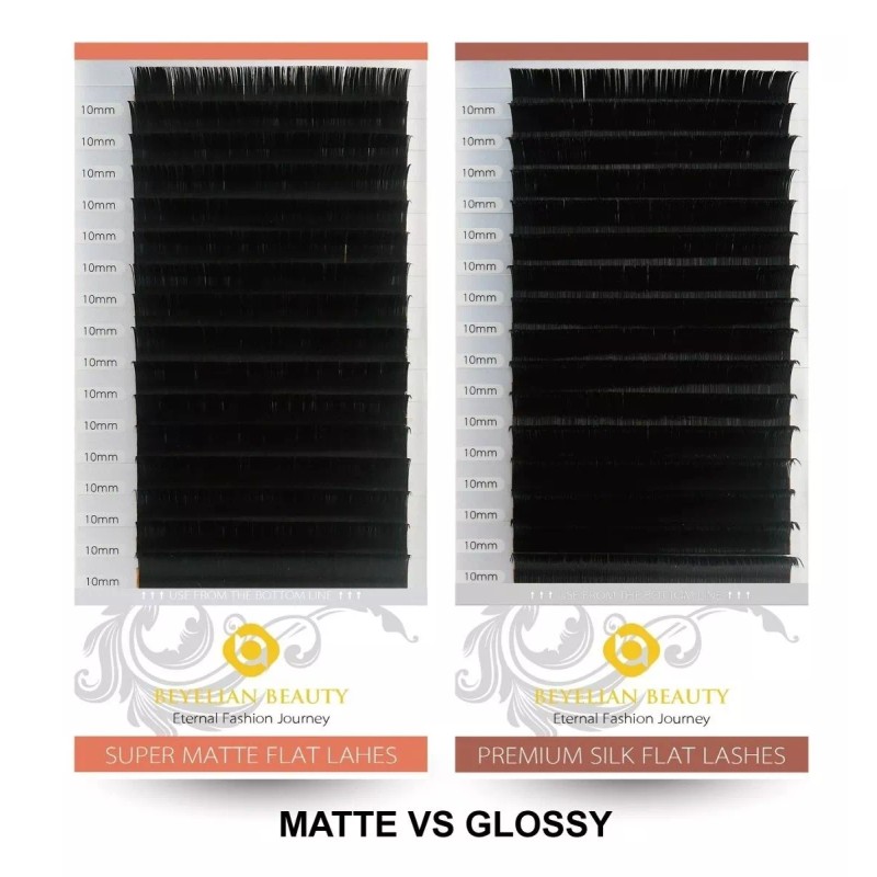 Beyelian Negro Mate Elipse Plana Extensiones De Pestañas Cur