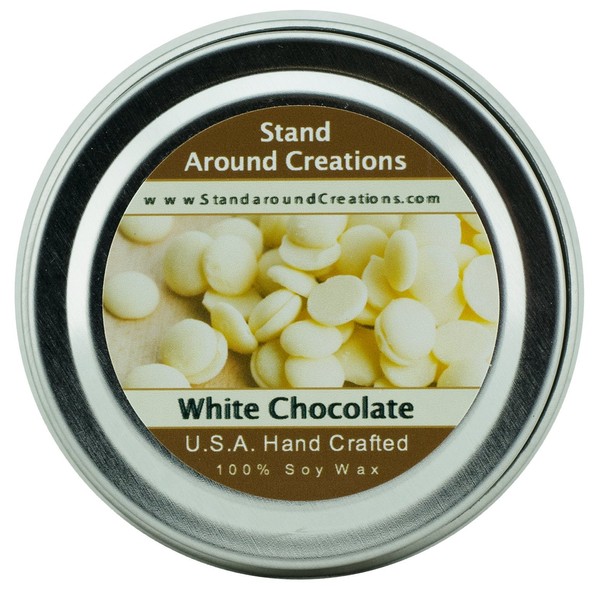 Premium 100% All Natural Soy Wax Aromatherapy Candle - 2oz Tin - White Chocolate: The Aroma of Creamy Cocoa Butter, Marshmallow, Meringue, White Chocolate, and Vanilla Beans.