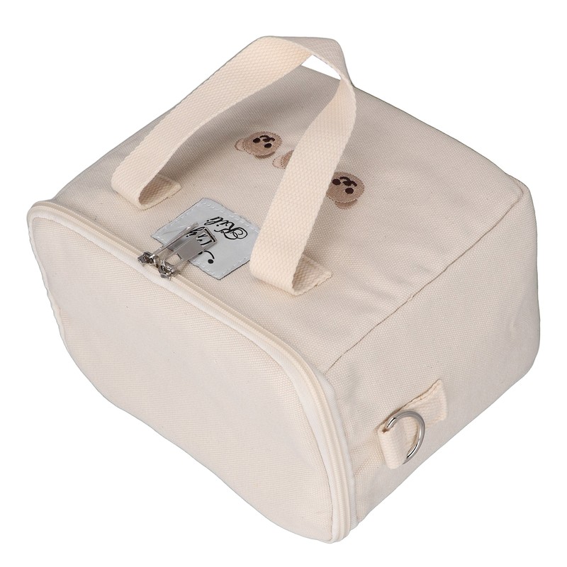 Insulated Lunch Bag Embroidered Bear Waterproof Leakproof Adjustable Straps Lunch