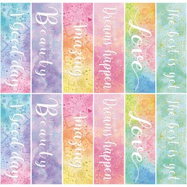 12pcs Inspirational Bookmarks for Women Men, 6 Styles Colorful Paper Bookmarks Bulk for Book Lovers, Teachers, Reading Lovers, Gifts, Prizes, Class