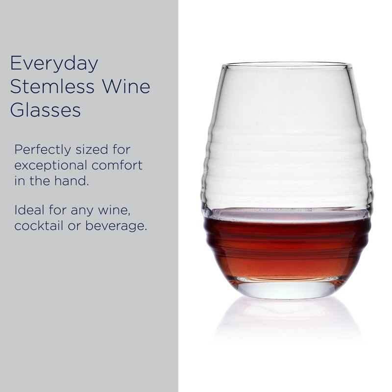 Mikasa Ciara Set of 4 Stemless Red White Wine Glasses,