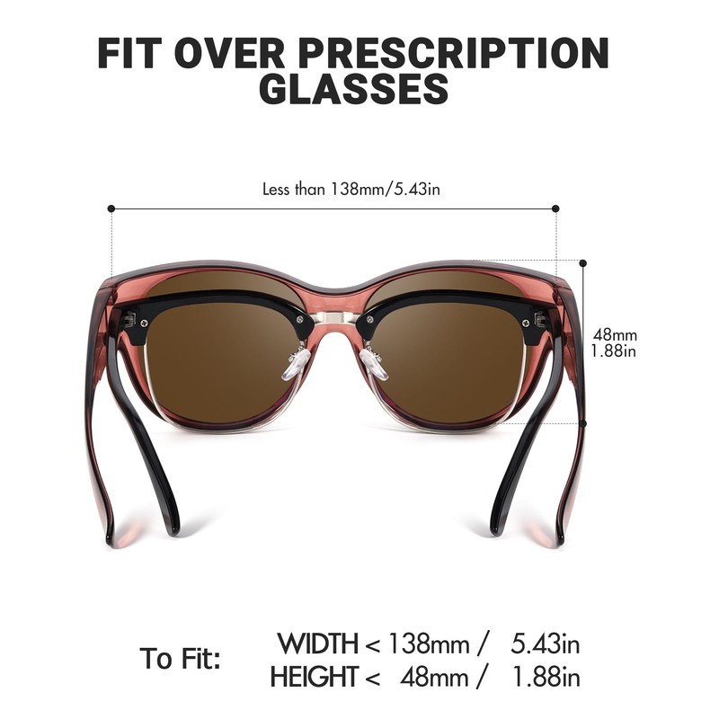 LVIOE Sunglasses for Glasses Wearers Women's Round Fit-Over Glasses with