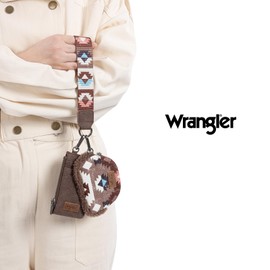 Wrangler Western Keychain Wristlet Wallets for Women Dual Pouch Wristlet Sherpa Coin Purse for Women Keychain Card Holder WG166-W0051CF