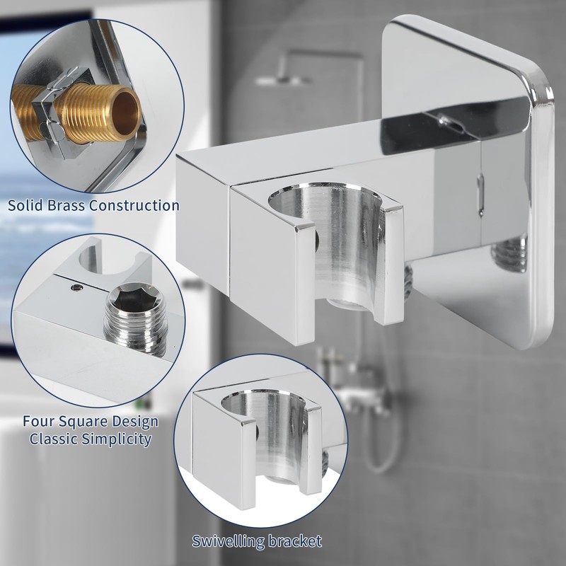 Wall Connection Elbow with Shower Holder, Hand Shower Holder with